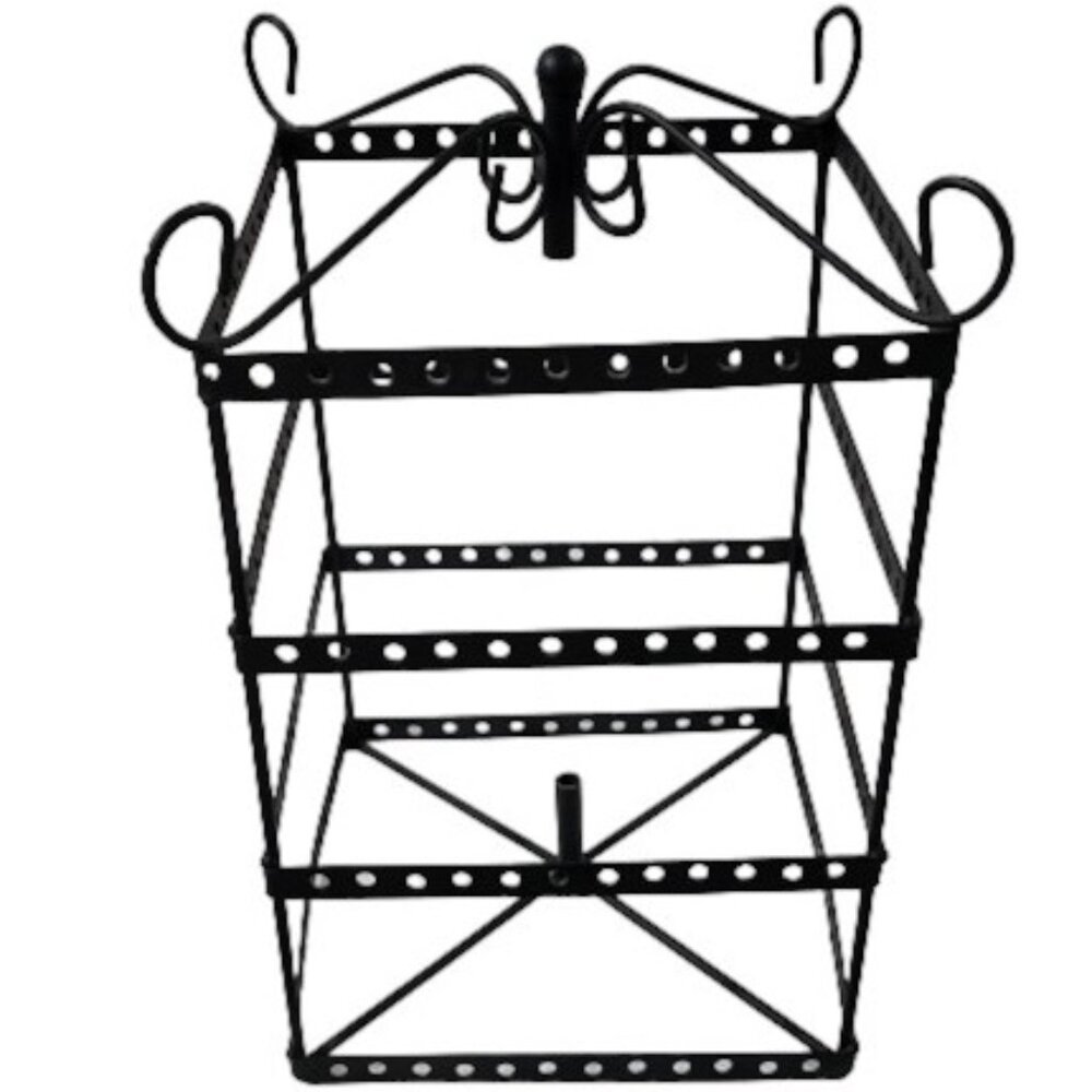 Square Black Metal Jewelry Display Organizer Rack 12x6x6 - Picture 3 of 5